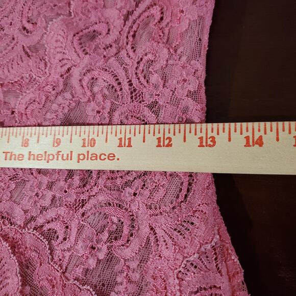 Vtg Nicole Miller Lace Square Neck Bodycon Sheath Dress size M Coquette Pink Y2K - Picture 11 of 13
